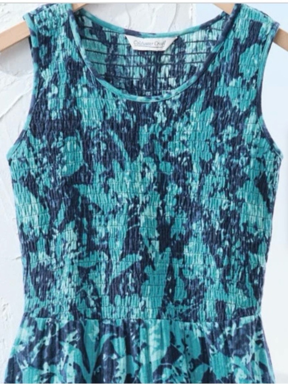 Coldwater Creek Teal Floral Midi Dress - Picture 2 of 5